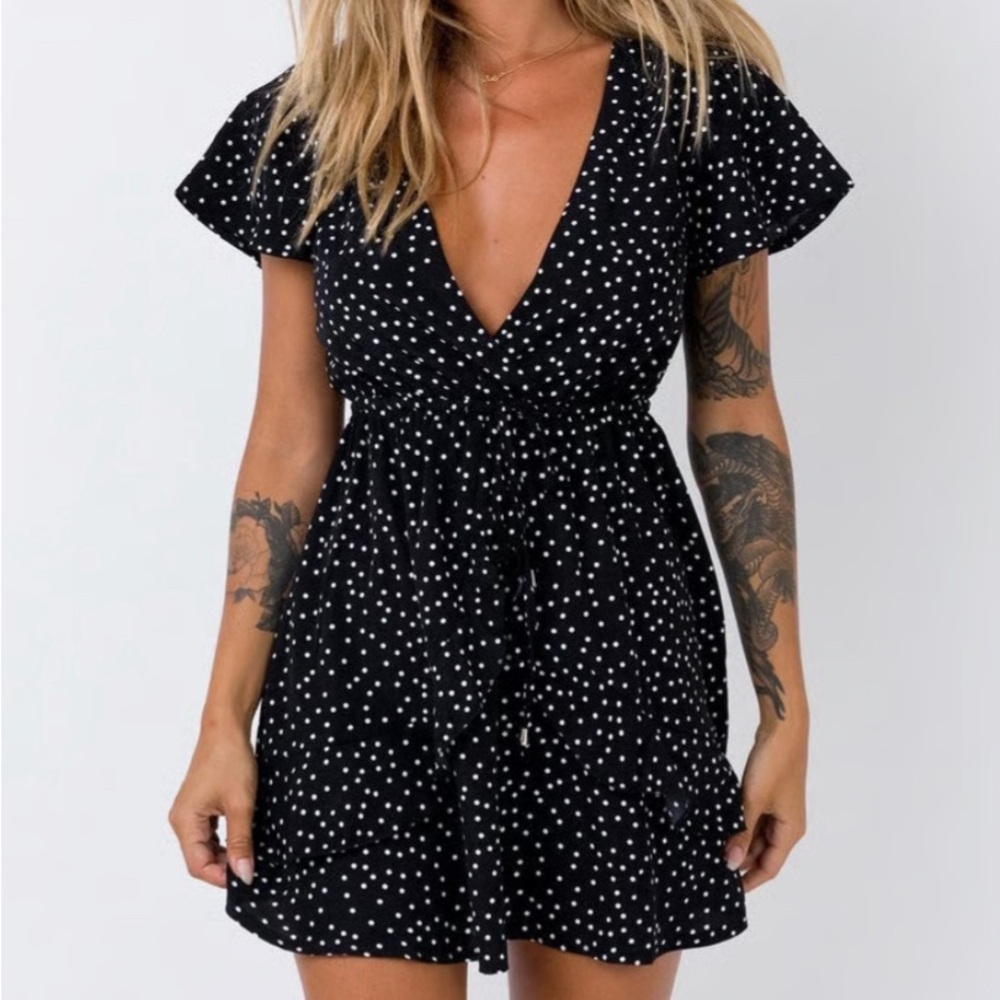 Princess Polly Bobbie Black Polka Dot Dress